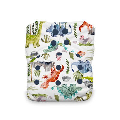 Thirsties snap natural one-size all-in-one cloth diaper dinosaurs