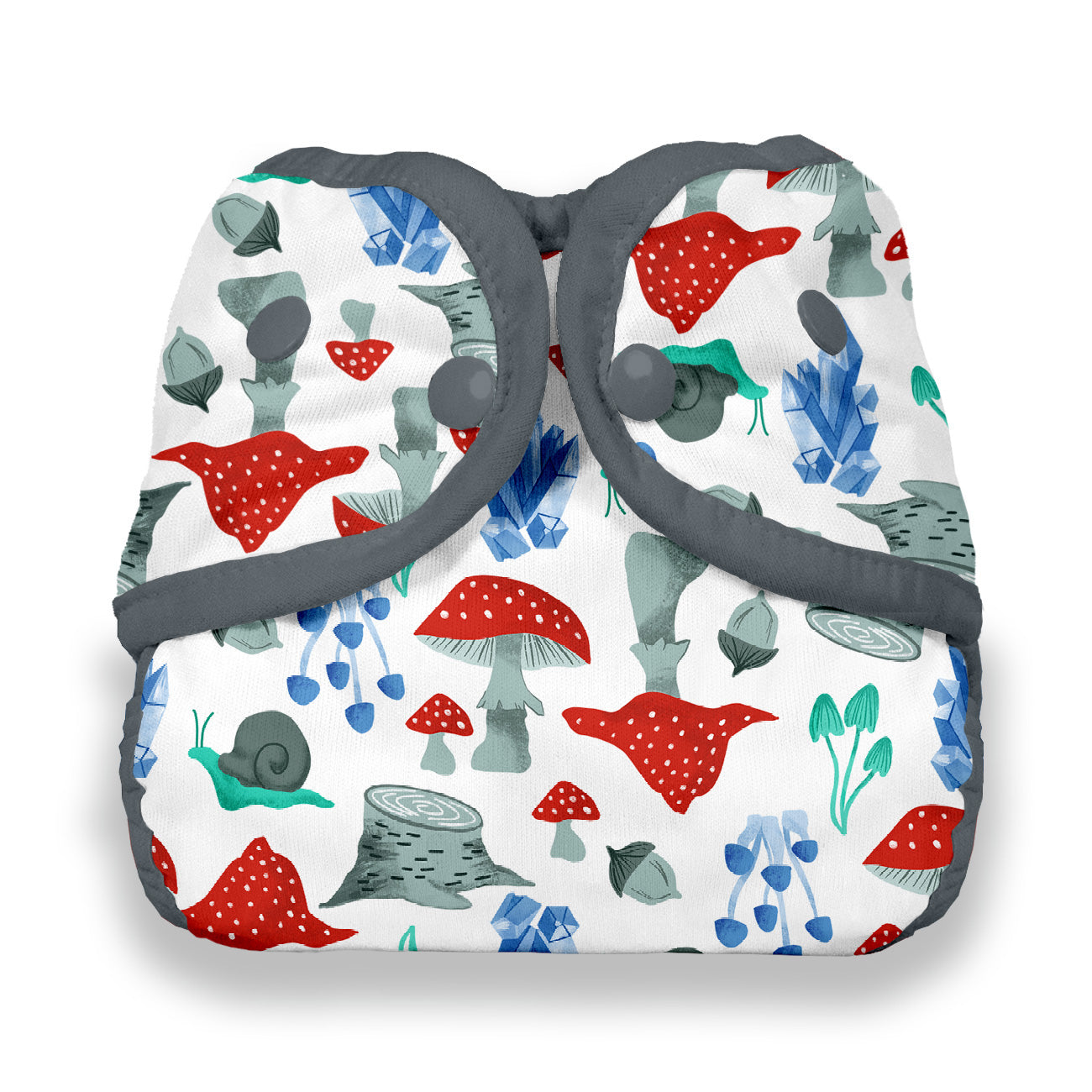Thirsties Diaper Cover Snap Forest Frolic mushroom print