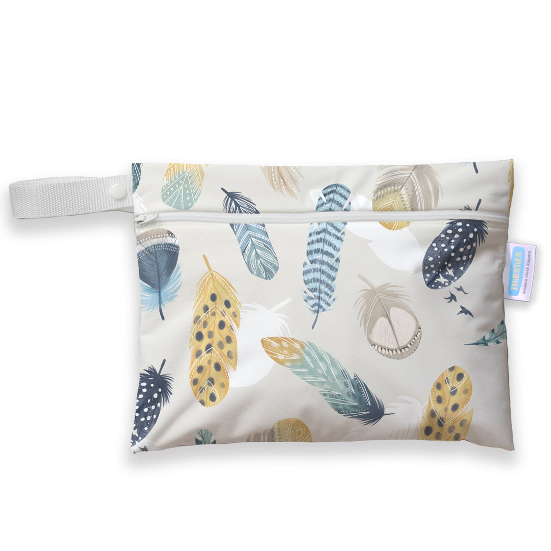 Thirsties mini wet bag for cloth diapers wild plume feather print