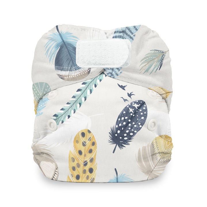 Thirsties Natural newborn all in one organic cotton cloth diapers hook and loop closure wild plume feather print