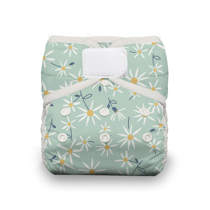 Thirsties natural pocket all in one cloth diaper organic cotton with hook and loop closure in Woodland aster