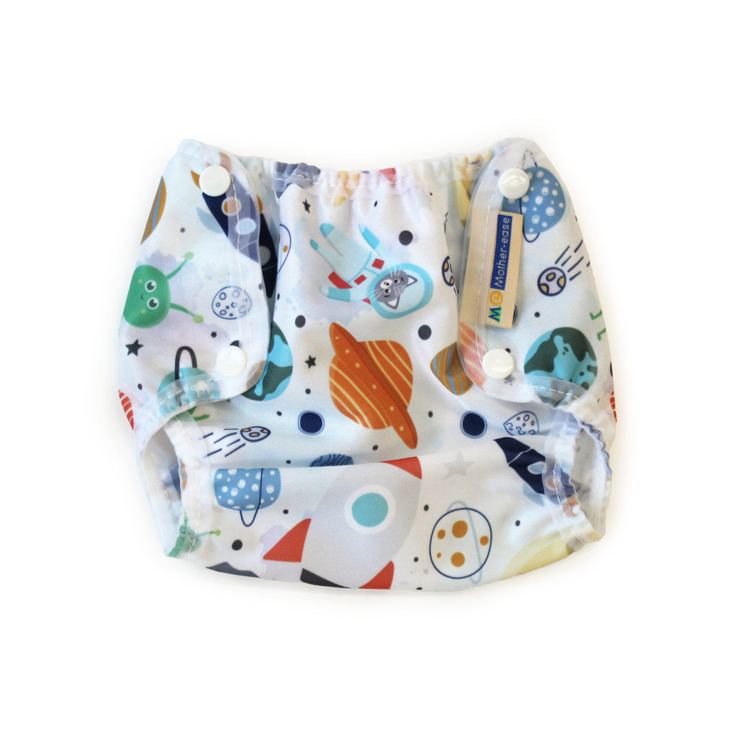 Mother-ease Air flow cover newborn diaper cover for a fitted diaper outer space print