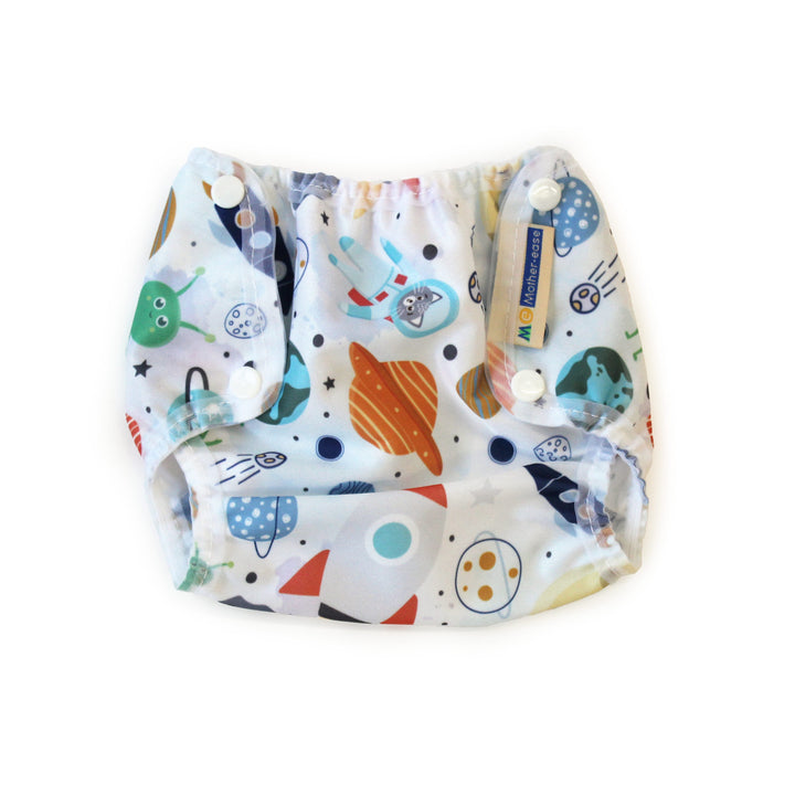 Mother-ease Air flow cover newborn diaper cover for a fitted diaper outer space print
