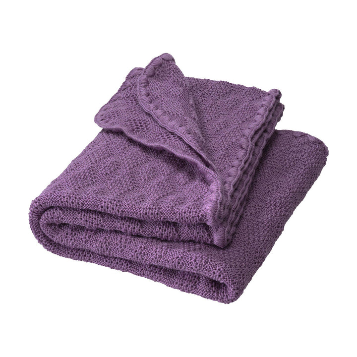 Folded sDisana babydecke fancy knit organic heirloom baby blanket lilac purple