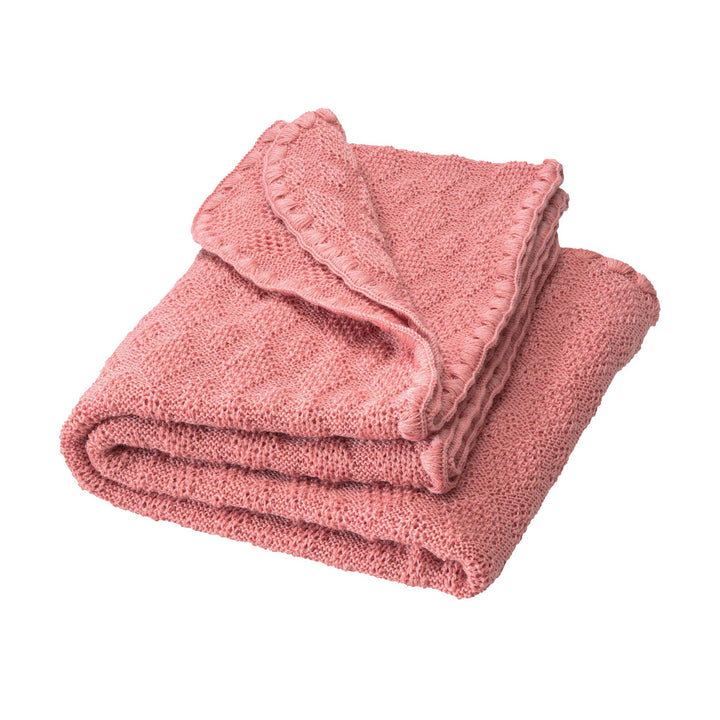 Folded  Disana babydecke fancy knit organic heirloom baby blanket soft pink