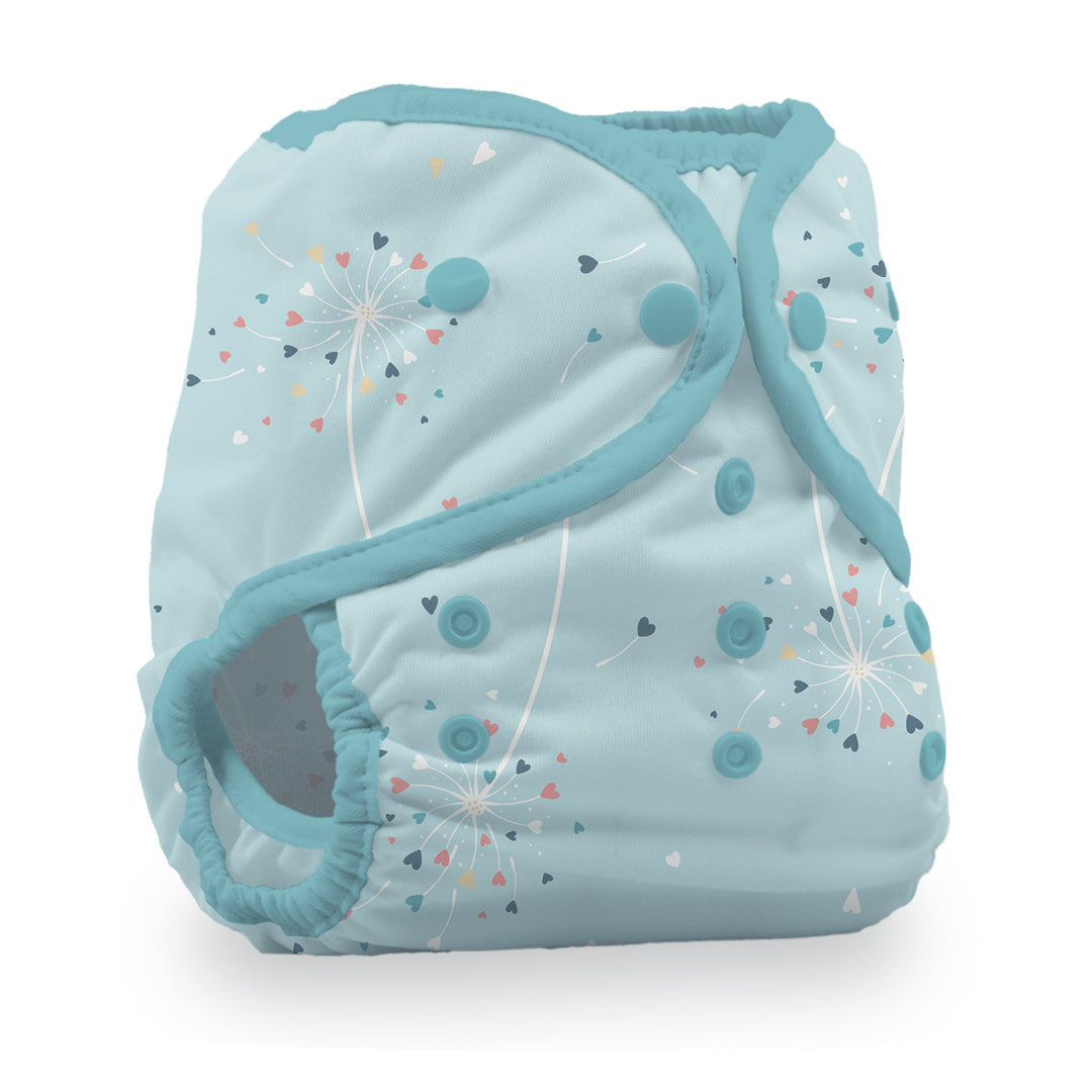 Thirsties Duo Wrap Snap diaper cover Blowing Kisses blue with hearts print