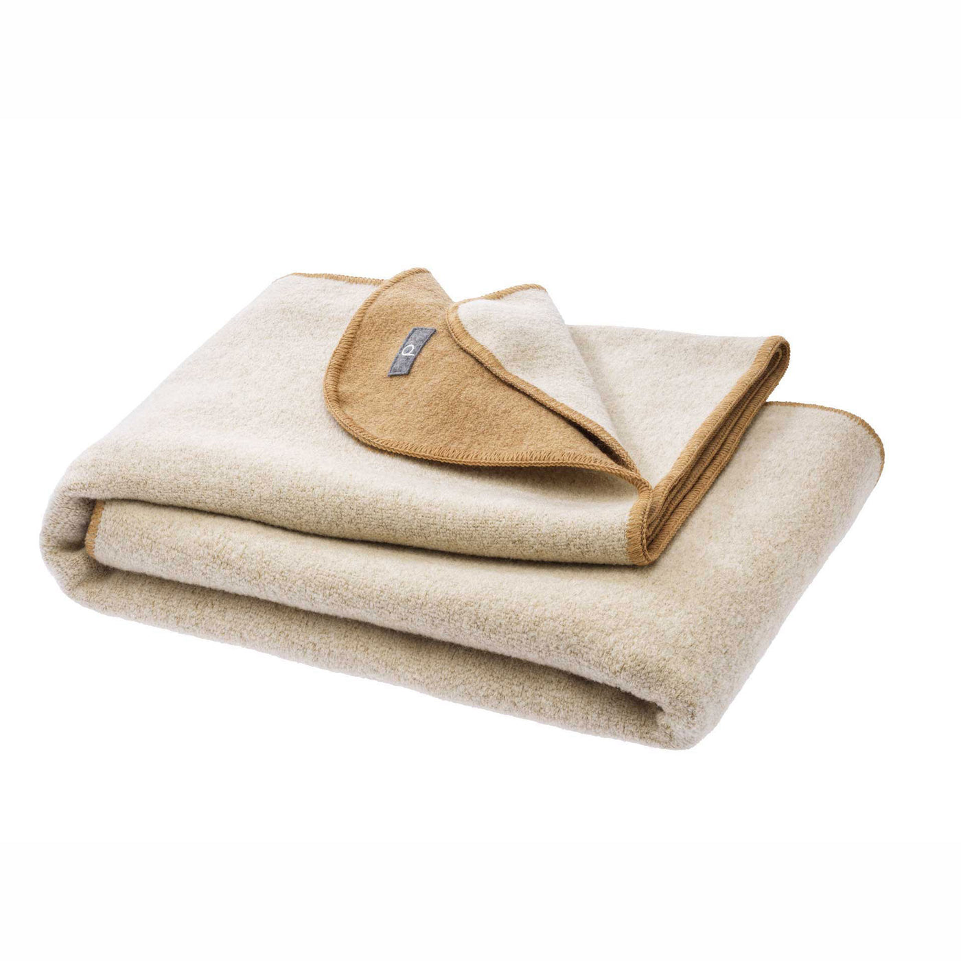 Disana doubleface boiled wool merino blanket organic caramel natural