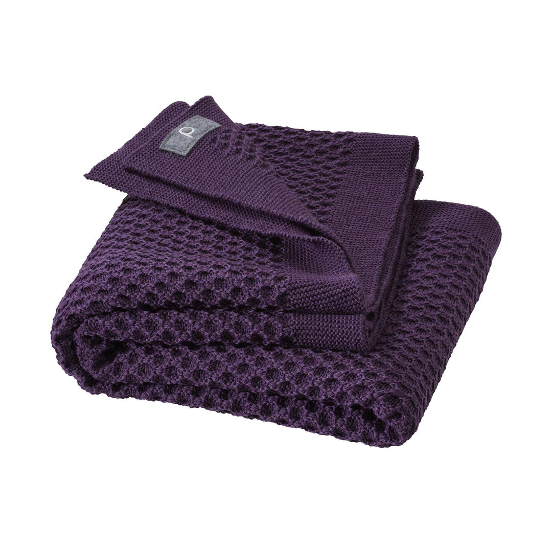 Disana honeycomb merino wool baby blanket aubergine purple