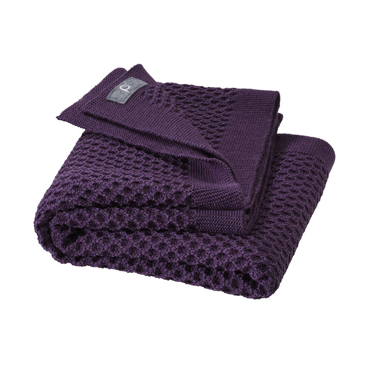 Disana honeycomb merino wool baby blanket aubergine purple