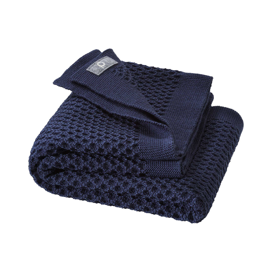 Disana honeycomb merino wool baby blanket indigo dark blue