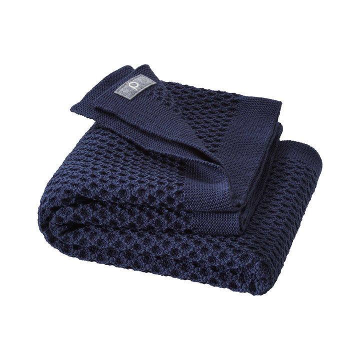 Disana honeycomb merino wool baby blanket indigo dark blue