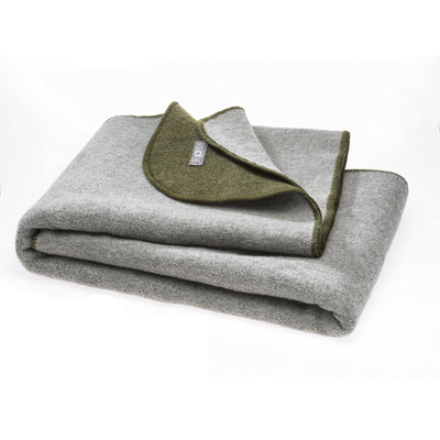 Disana doubleface boiled wool merino blanket organic olive natural
