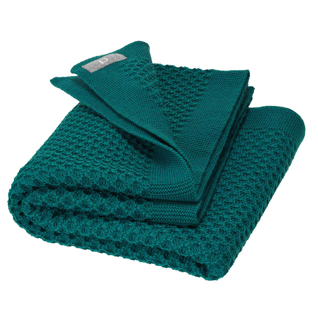 Disana honeycomb organic wool blanket pacific teal large