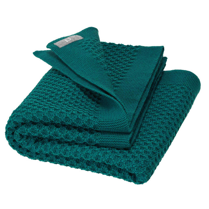 Disana honeycomb organic wool blanket pacific teal large