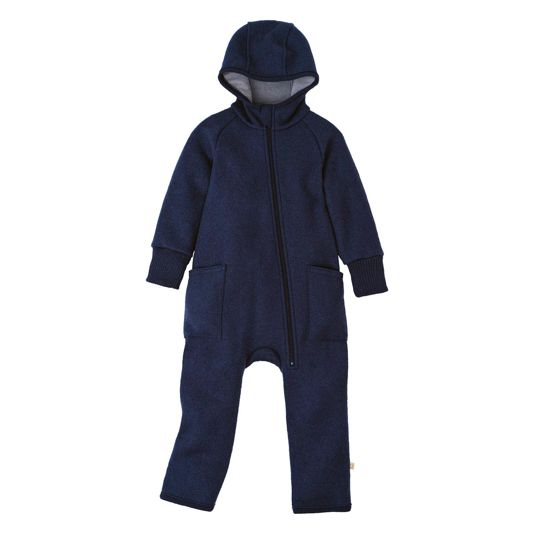 Indigo blue Disana boiled wool zip snowsuit toddler