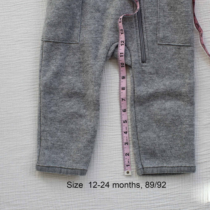 measure Disana zip overalls 12-24 months leg