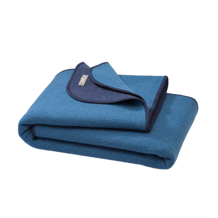 Disana doubleface boiled wool organic blanket twin indigo blue
