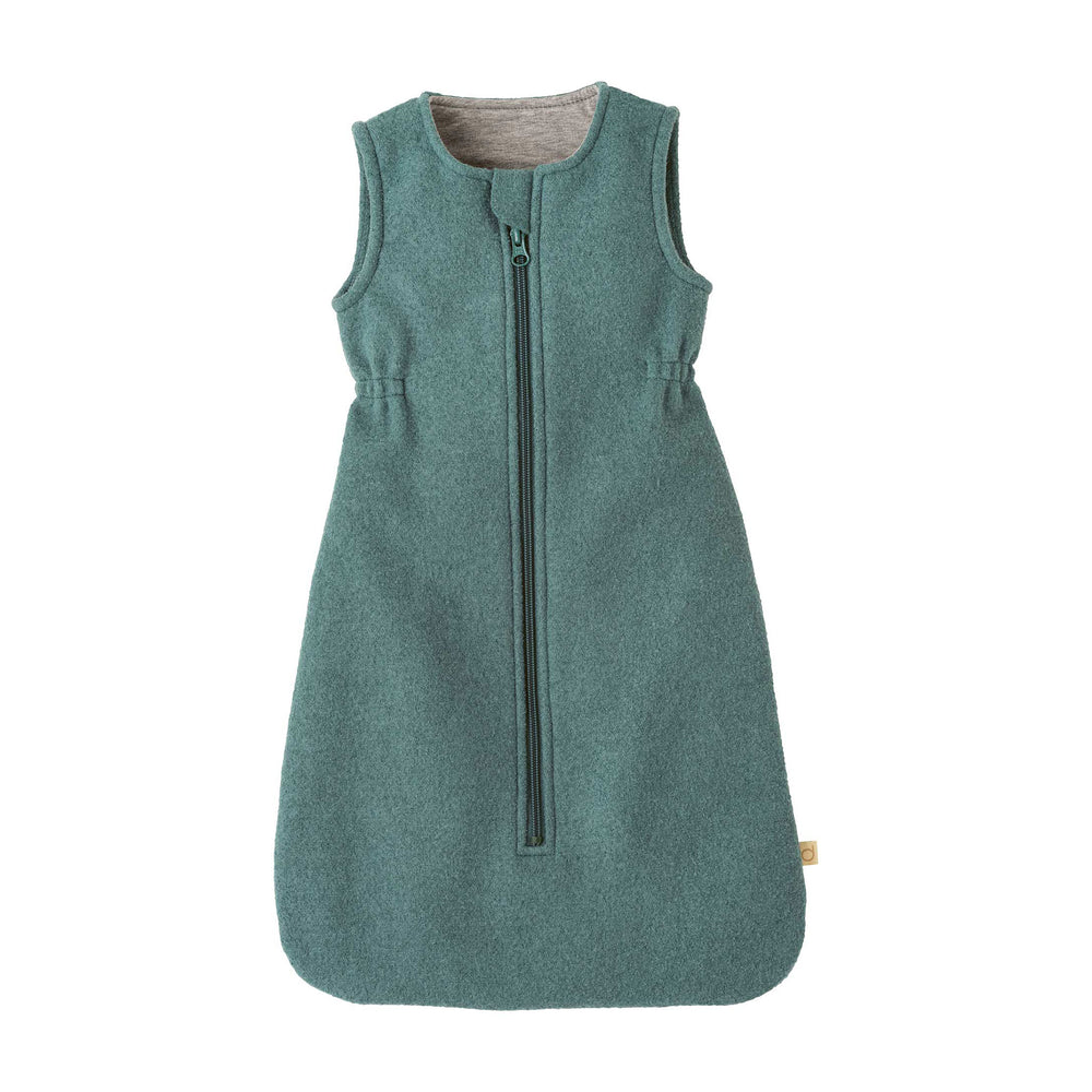 Disana organic merino wool sleep sack for baby eucalyptus teal color with zipper