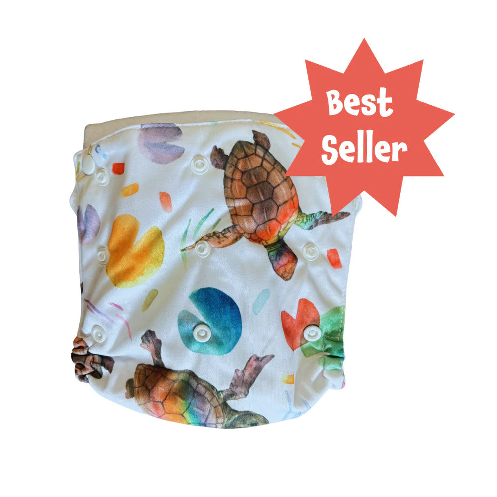 Flappy nappies flowers elimination communication diaper cover turtles
