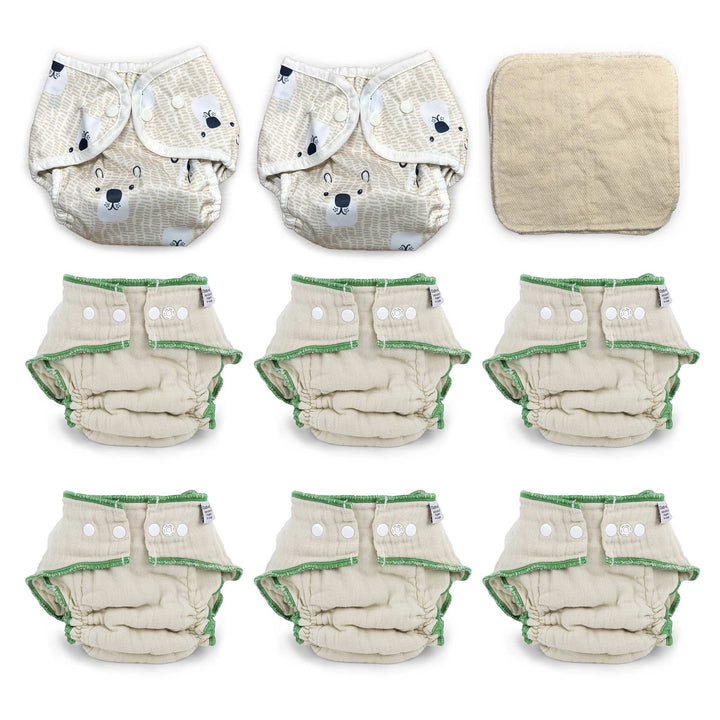 Cloth-eez Workhorse cloth diaper kit for XL toddlers with Thirsties Cover Bearly