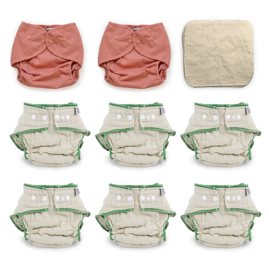 Cloth-eez Workhorse cloth diaper kit for XL toddlers with Thirsties Cover Clay