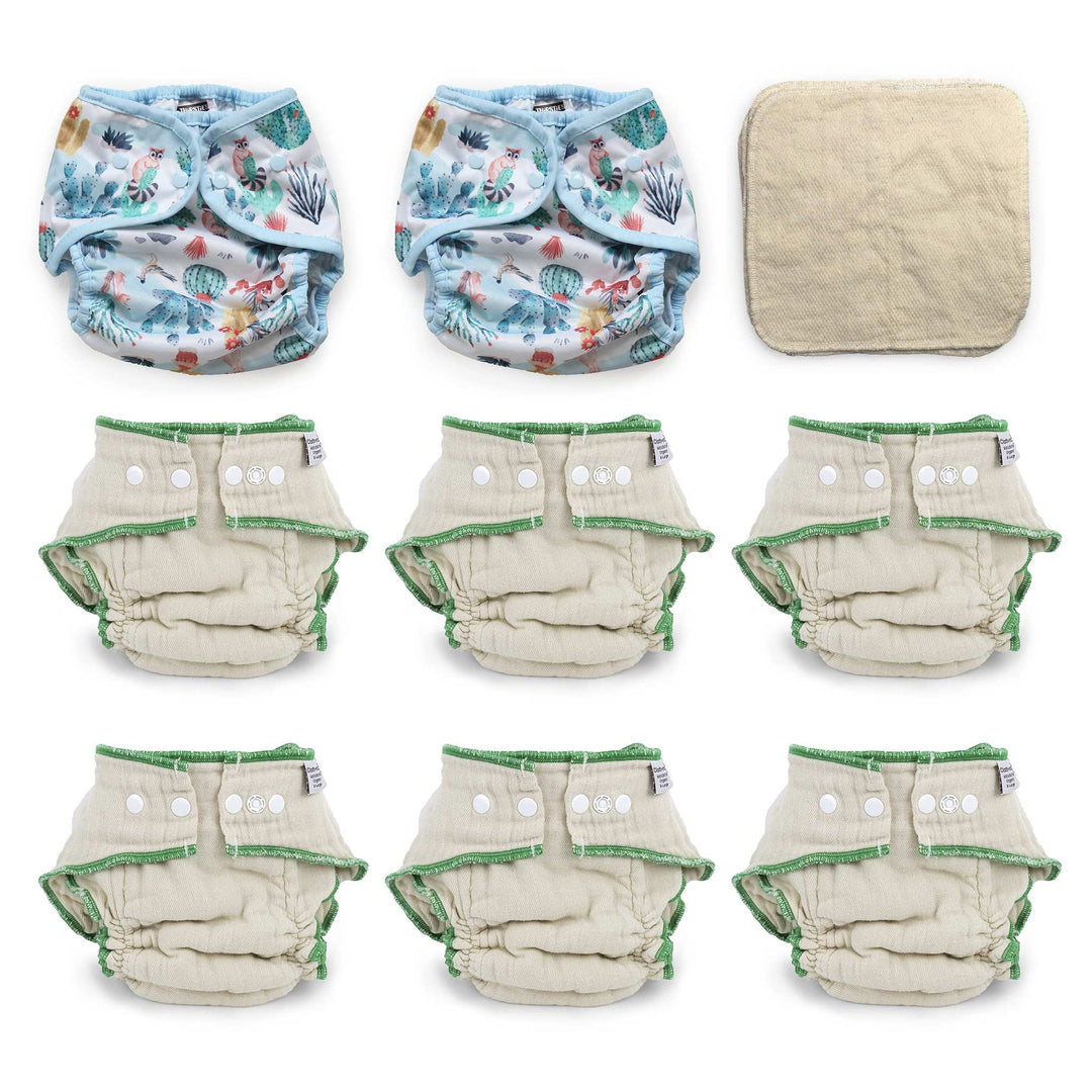 Cloth-eez Workhorse cloth diaper kit for XL toddlers with Thirsties Cover Desert Dunes