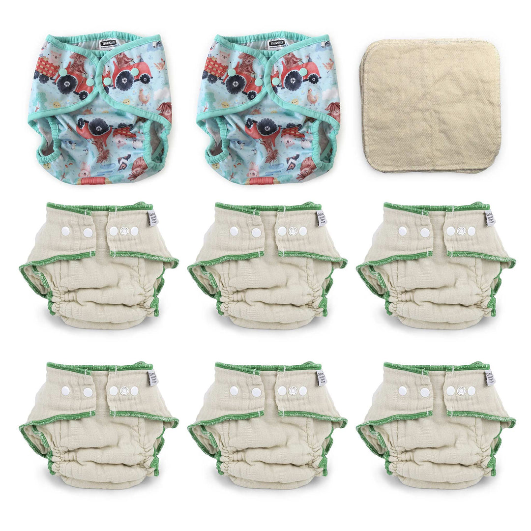 Cloth-eez Workhorse cloth diaper kit for XL toddlers with Thirsties Cover Ferm Stockin