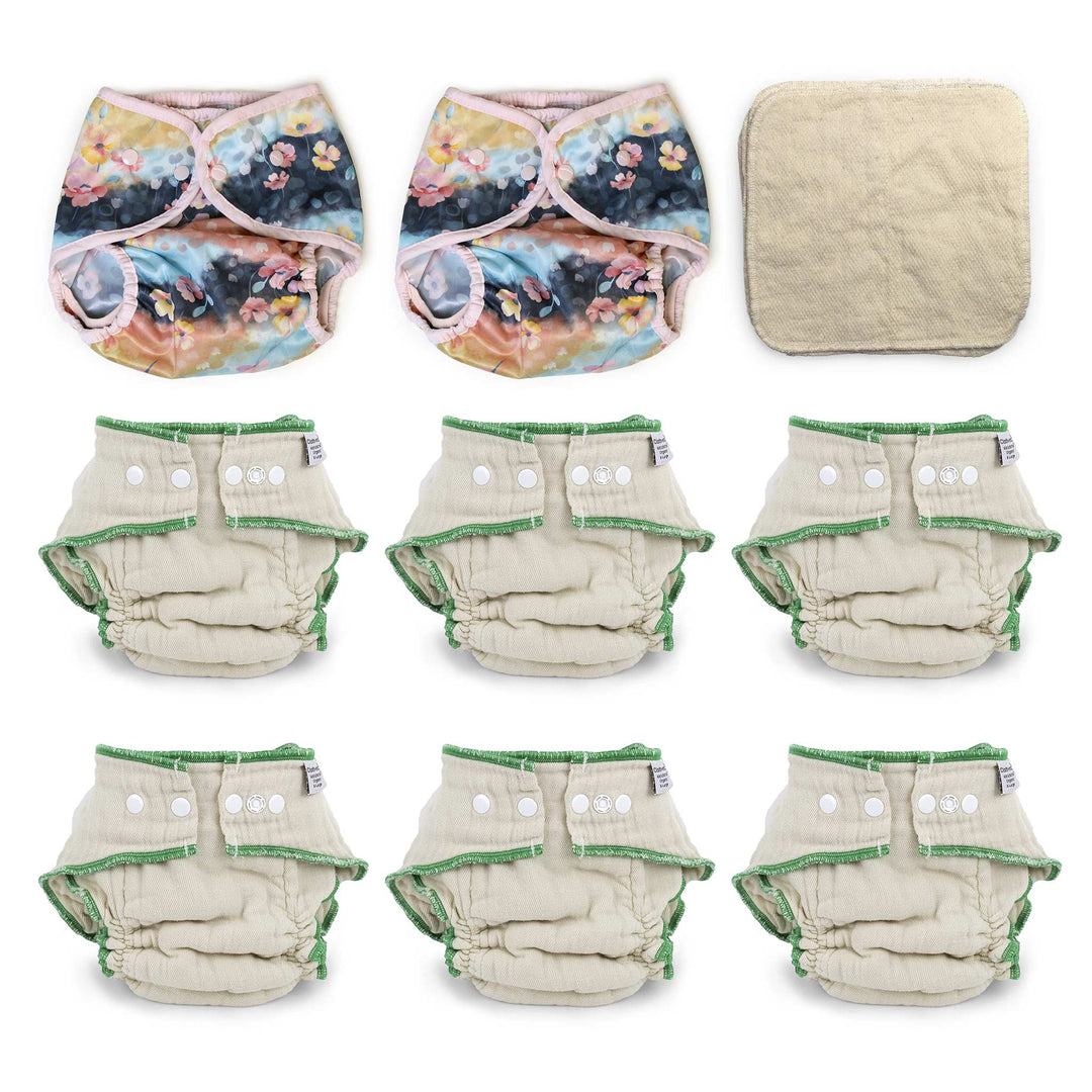 Cloth-eez Workhorse cloth diaper kit for XL toddlers with Thirsties Cover Poppy flowers