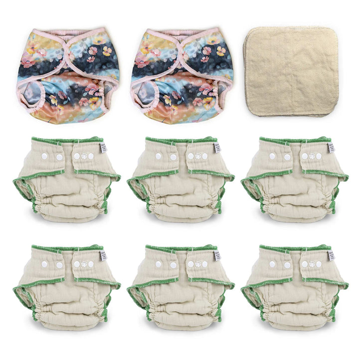 Cloth-eez Workhorse cloth diaper kit for XL toddlers with Thirsties Cover Poppy flowers