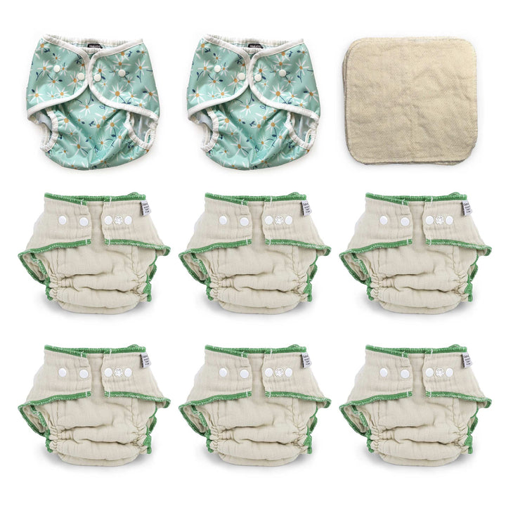 Cloth-eez Workhorse cloth diaper kit for XL toddlers with Thirsties Cover woodland aster print