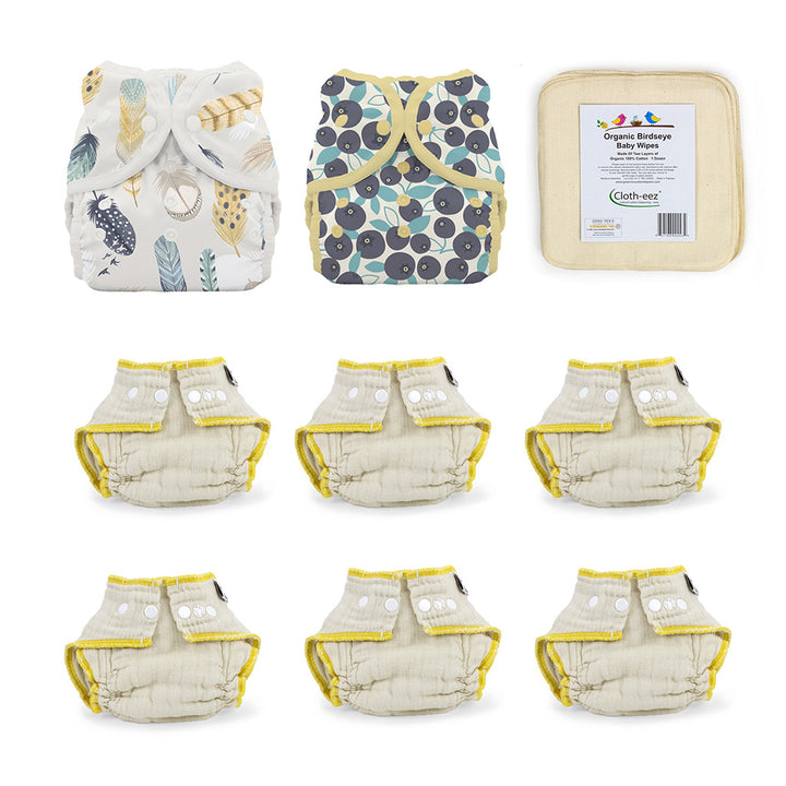 fitted diaper kit for infant gender neutral blueberry print