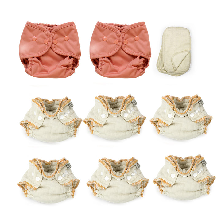 newborn cloth diaper kit with bearly gender neutral clay diaper covers