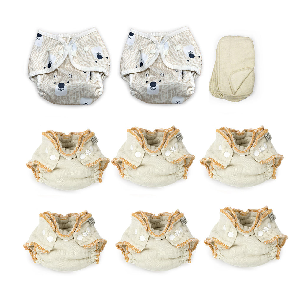 newborn cloth diaper kit with bearly gender neutral