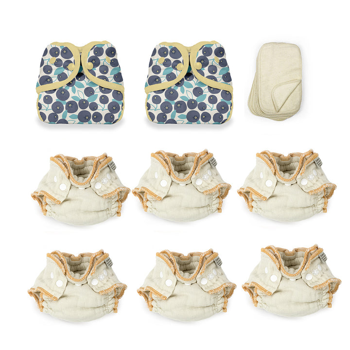 Newborn Give it a try kit for a baby gender neutral blueberry print