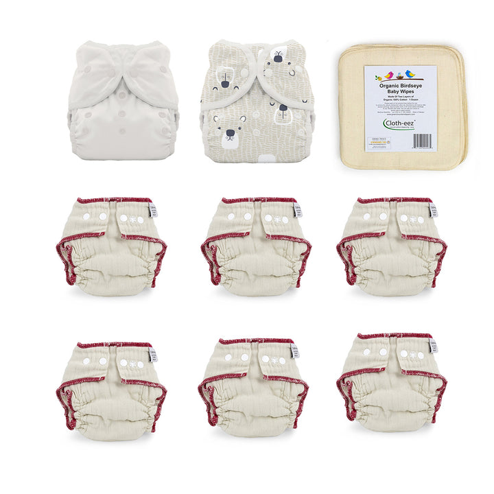 cloth diaper give it a try kit for a 6 month old gender neutral bear print