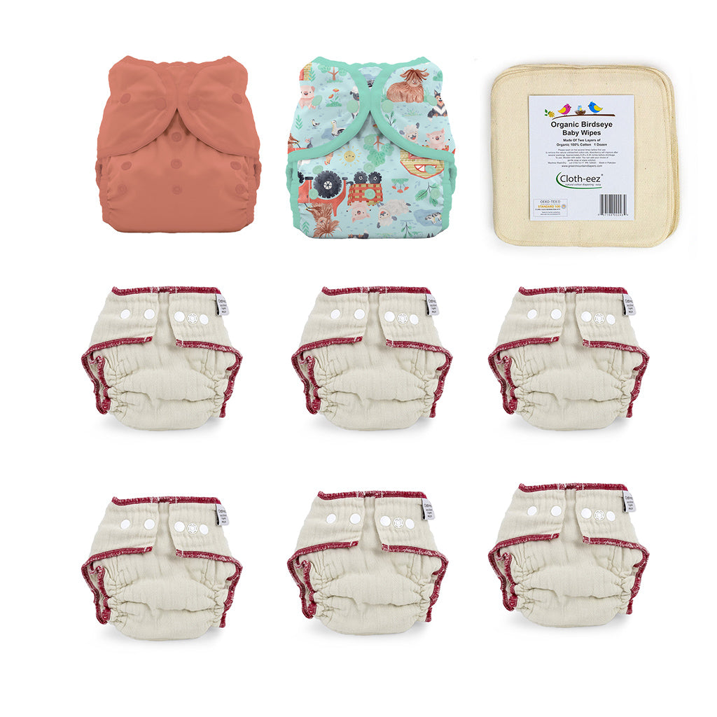 cloth diaper give it a try kit for a 6 month old  clay ferm stockin