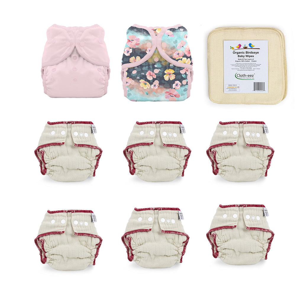 cloth diaper give it a try kit for a 6 month old pink and poppy