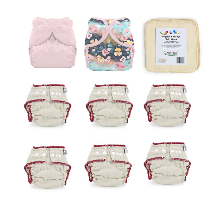 cloth diaper give it a try kit for a 6 month old pink and poppy