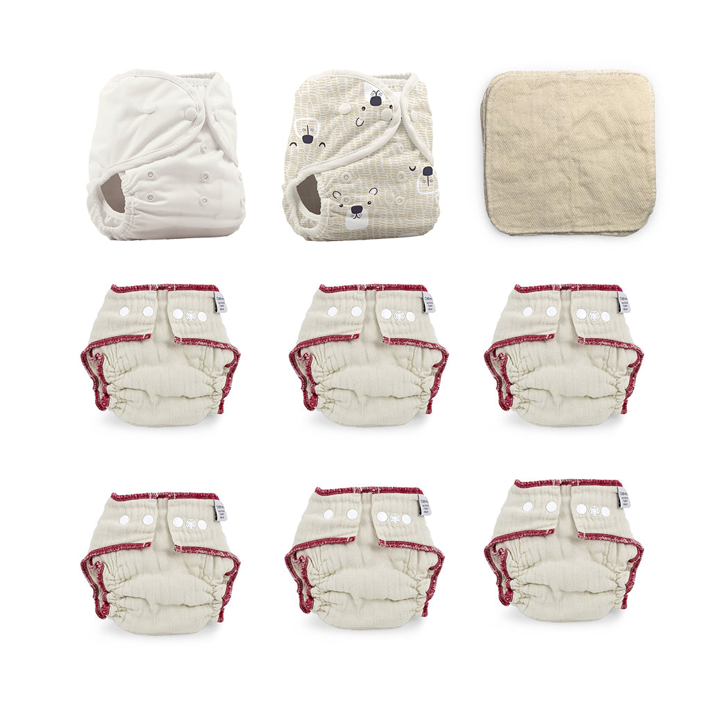 cloth diaper give it a try kit for a 6 month old gender neutral bear print