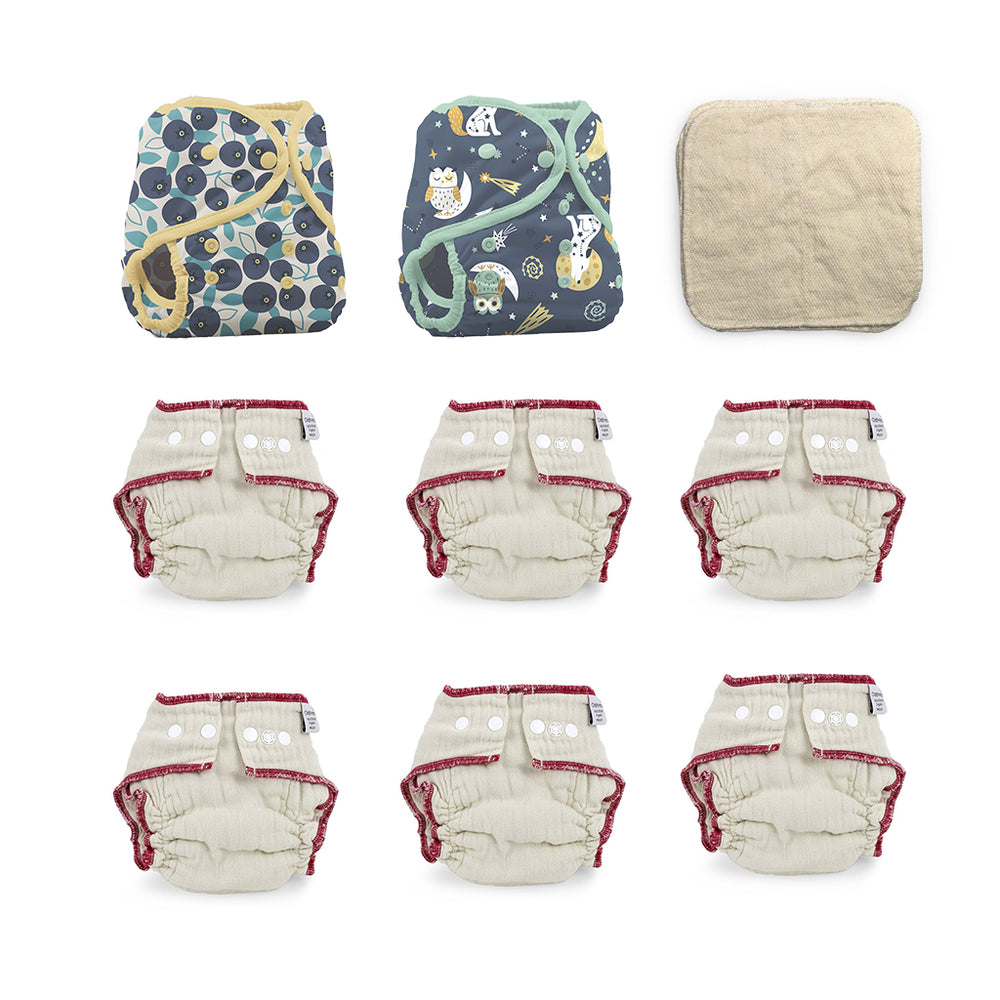 cloth diaper give it a try kit for a 6 month old gender neutral owl print