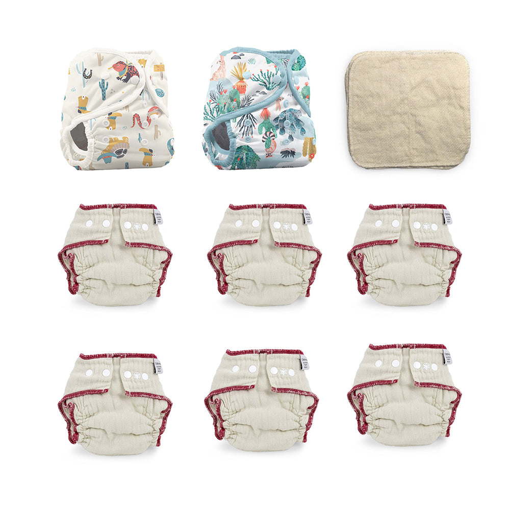 cloth diaper give it a try kit for a 6 month old gender neutral animal pirnts
