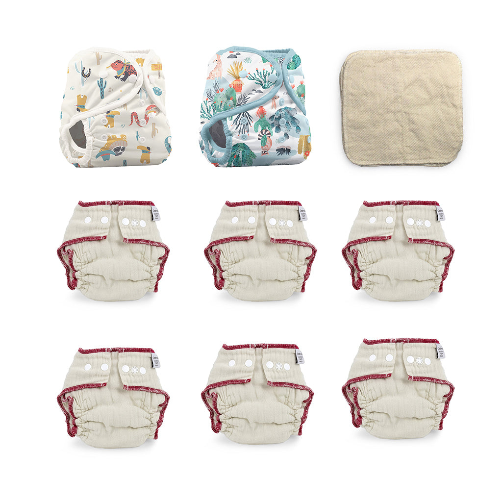 cloth diaper give it a try kit for a 6 month old gender neutral animal pirnts