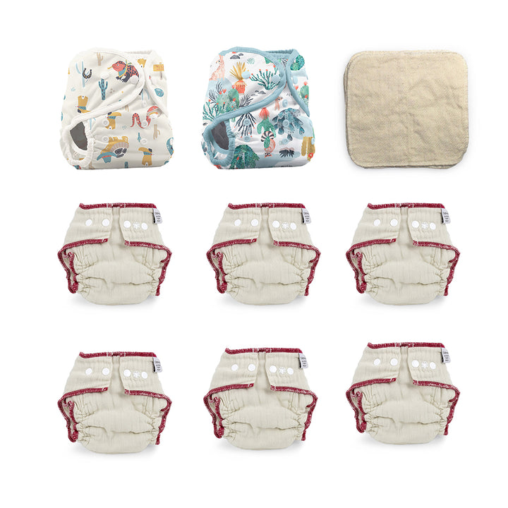 cloth diaper give it a try kit for a 6 month old gender neutral animal pirnts