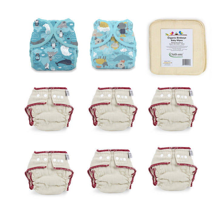 cloth diaper give it a try kit for a 6 month old boy light blues