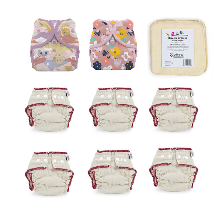 cloth diaper give it a try kit for a 6 month old girl flowers sunny