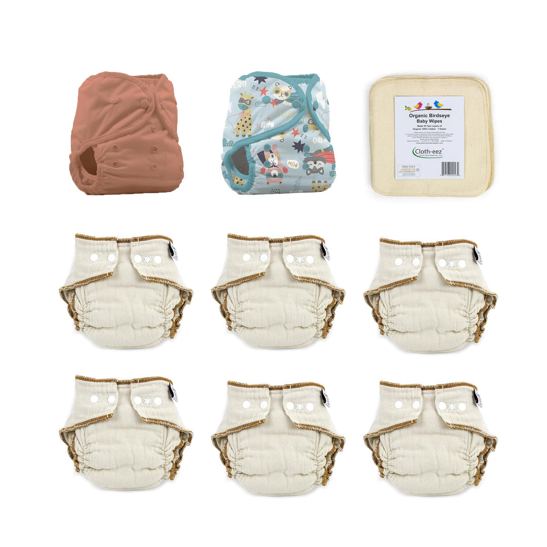 give it a try cloth diaper kit size large Workhorse organic and Thirsties Duo Wraps super hero print