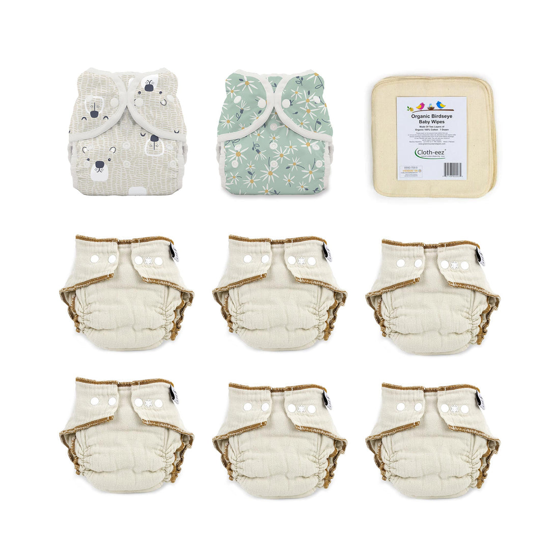 give it a try cloth diaper kit size large Workhorse organic and Thirsties Duo Wraps woodland aster print