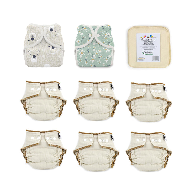 give it a try cloth diaper kit size large Workhorse organic and Thirsties Duo Wraps woodland aster print