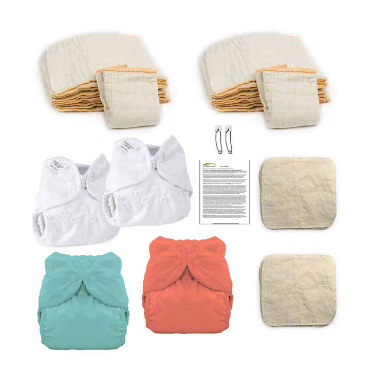 Hello newborn baby organic cloth diaper kit gender neutral