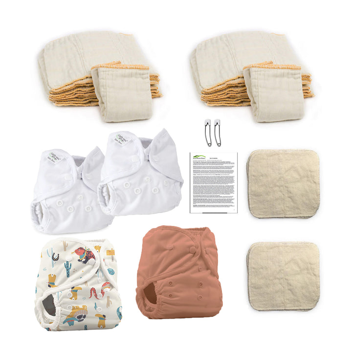 Hello newborn baby organic cloth diaper kit for a boy reptile wranglers 
